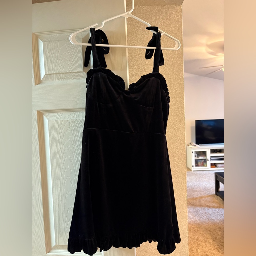 Forever 21 Black Mini Dress with Ruffle Straps